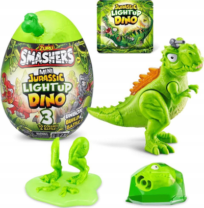 Lodër figurë Zuru Smashers Jurassic Light Up Dino Mini, vezë surprizë, me dino që ndizet, jeshile