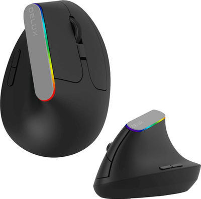 Maus vertikal Delux M618C, wireless 2.4G, 1600DPI, RGB, i zi