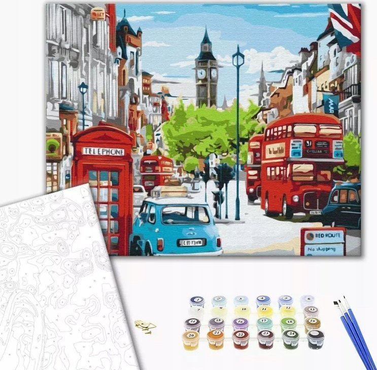 Set pikturimi me numra Ideyka BRUSHME Rush Hour in London, kanavacë 40x50cm, 1 copë