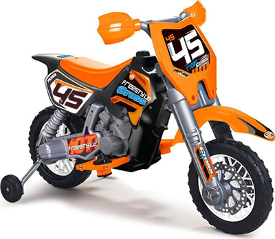 Motoçikletë lodër Feber Cross, me bateri 6 V, për kalamaj 3+, portokalli