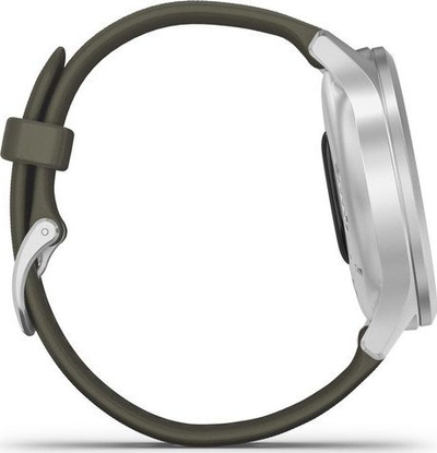 Orë smartwatch Garmin Vivomove Style, ekran AMOLED, GPS, argjendtë me rrip jeshil
