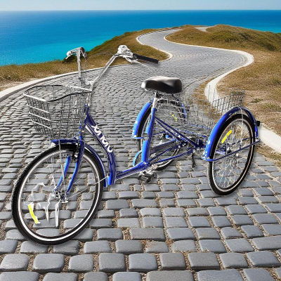 Biçikletë trefishe Enero 3-KOOWY 24, Shimano 6 marshe, kornizë e ulët, blu navy