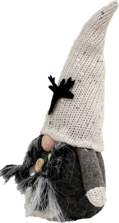 Декоративна фигура за Божиќ Божиќен Гном, 25cm, сива со сјај