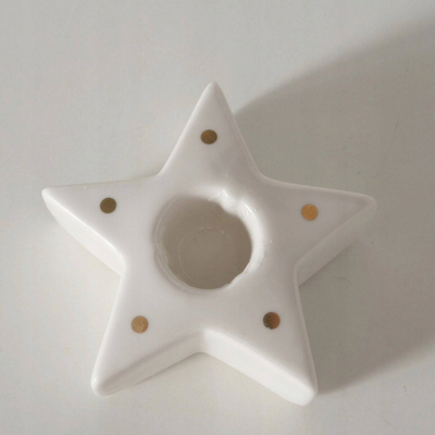 Mbajtëse qiriu Boltze Home për Krishtlindje, në formë ylli, porcelan, e bardhë