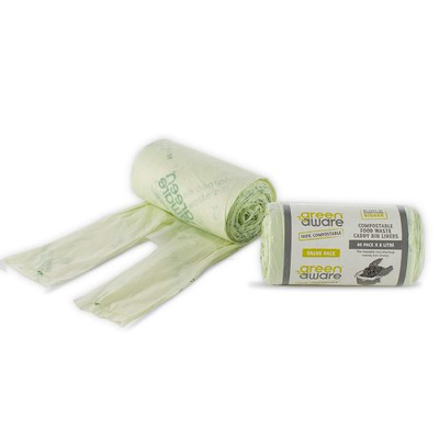 Qese plerash kompostuese GreenAware, 8L, 40 copë x 20, jeshile