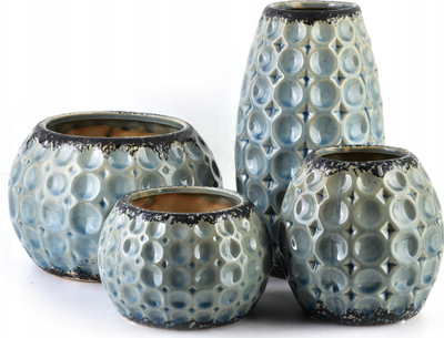 Mbulesë vazoje Divine Flowerpot, qeramike, 9.5 cm, blu-gri