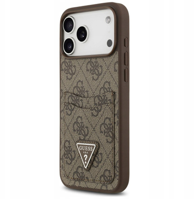 Mbulesë telefoni Guess Hardcase 4G Double Card Triangle, për iPhone 17 Pro Max, MagSafe, kafe