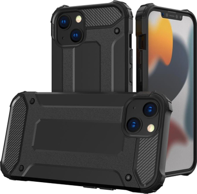 Mbulesë telefoni Hybrid Armor për iPhone 14 Plus, TPU dhe polikarbonat, kundër goditjeve, gri e errët