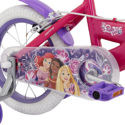 Biçikletë për kalamaj Huffy Disney Princess 24375W, 14", me rrota ndihmëse, rozë
