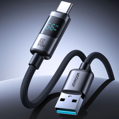 Kabllo USB Joyroom S-AC066A6 USB-A me USB-C, 1.2m, 66W, me ekran, e zezë