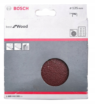 Disqe lëmimi Bosch Wood, 125mm, set 10 copë, grimca të përziera