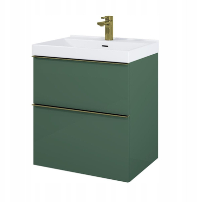 Mobileria poshtë lavamanit Look 60 2S, 2 sirtarë, 60 x 44.9 x 63.5 cm, forest green matt