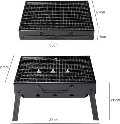 Grill qymyri portabël Elitehoff, i palosshëm, për udhëtime, ngjyrë e zezë