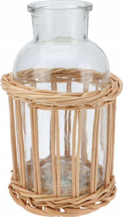 Shishe dekorative Home Style, xham, shportë me thurje, 21 cm