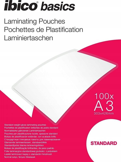 Fletë plastifikimi Ibico Basics Standard A3, crystal clear, set 100 copë