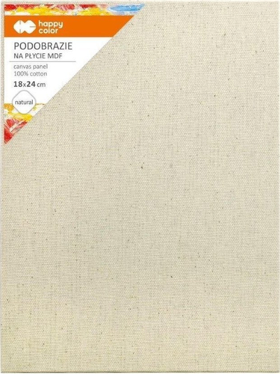 Kanavacë pikture Happy Color Cotton Canvas, 18x24 cm, MDF 4 mm, natyrale