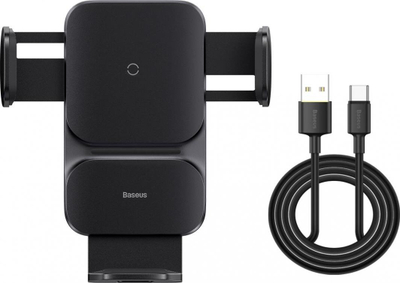 Mbajtëse telefoni për veturë Baseus Wisdom, karikim wireless 15W, montim në grilë ajri, e zezë