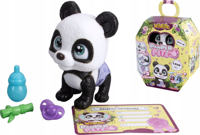 Lodër për lojëra me panda Panda Pamper Patz, 15 cm, me pelenë që ndërron ngjyrë, shumëngjyrëshe