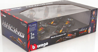 Set modelesh makine BBurago Red Bull Racing 38092V, 4 makina F1 Verstappen, shkallë 1:43, 12 cm