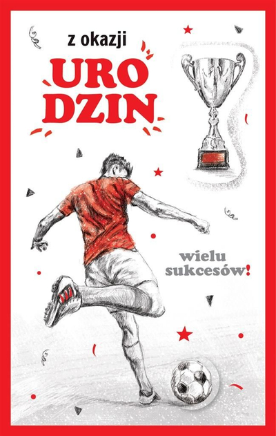 Kartolinë urimi AbCard PS06, ditëlindje futbolli, me zarf, e kuqe