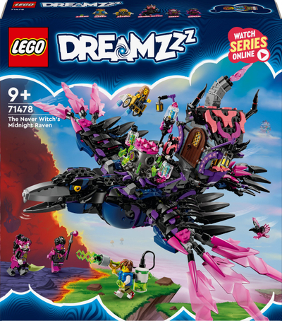 Set me kuba LEGO DREAMZzz Never Witch’s Midnight Raven 71478, për kalamaj 9+ vjeç, 1200+ copa, me ngjyra nga të gjitha