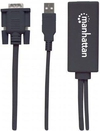 Kabllo adapter Manhattan 152426, HDMI në VGA, USB A, 0.3m, e zezë