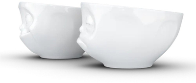 Set tasa porcelani FIFTYEIGHT PRODUCTS TASSEN Medium No. 3, 6.5 oz, me dizajn Tasty dhe Snoozy, të bardhë