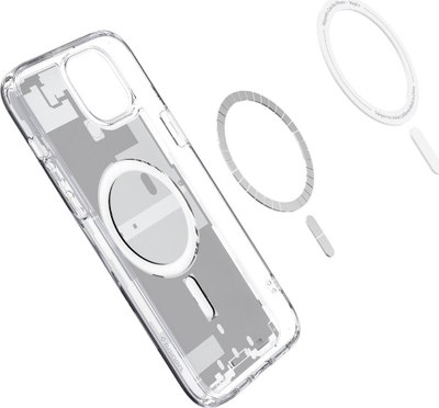 Kapak telefoni Spigen Ultra Hybrid MagSafe, për iPhone 15 Plus 6.7", transparent i bardhë