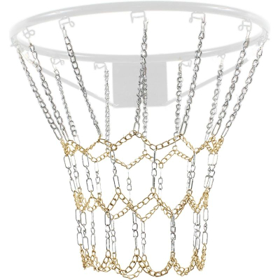 Rrjetë basketbolli Enero me zinxhir çeliku, diametër 45 cm, 12 pika kapje, argjend me ari