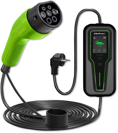 Karikues për makina elektrike Qoltec 52465, 2-in-1 Type2, 3.5kW, 230V