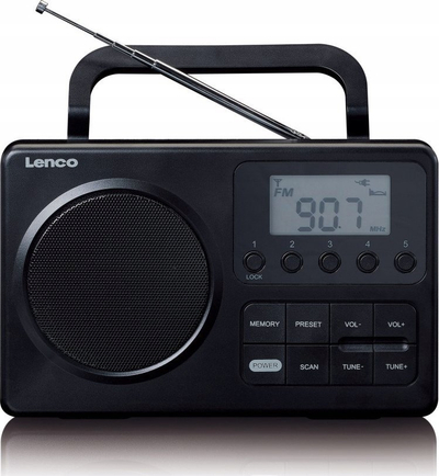 Radio portabël Lenco MPR-035BK, FM PLL, ekran LCD 2.5", e zezë