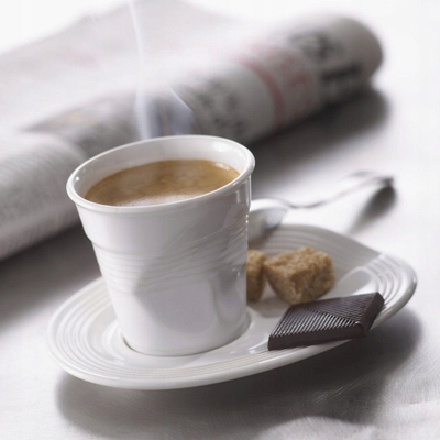 Set filxhanësh espresso Crumpled Coffee Cup, 6 copë, porcelan, të bardha