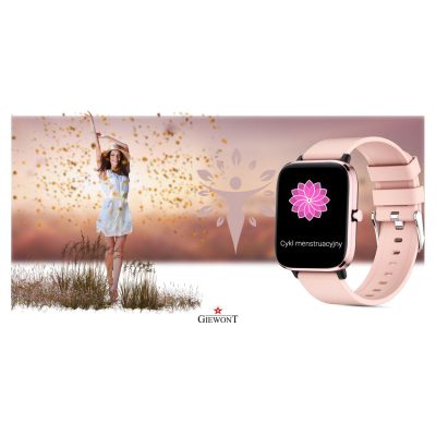 Smartwatch Giewont GW230-1, mat shëndetin, rrip silikoni rozë