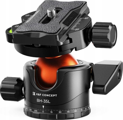 Kokë tripod-i K&amp;F CONCEPT BH-35L, 3D ball head, 15 kg, alumini, e zezë