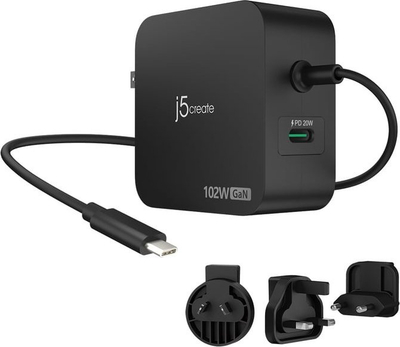 Karikues mur J5create GaN PD, 102W, 2 porta USB-C, i zi