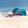 Çadër plazhi NILS CAMP NC3174, që çohet vetë, me mbrojtje UV, turquoise me gri