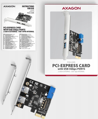 Kartë zgjeruese AXAGON PCEU-232RS, PCIe 4.0 x1, 4x USB 3.0, e zezë