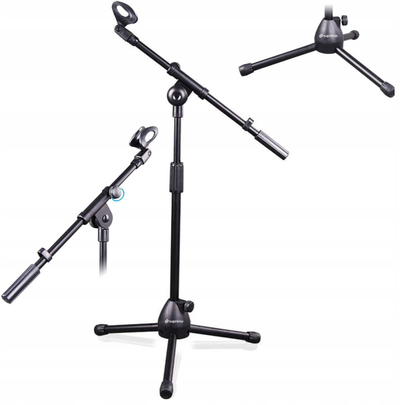 Stativ mikrofoni Suprimo SMT1, tripod dyshemeje i palosshëm, krah 44 cm, deri 80 cm, i zi
