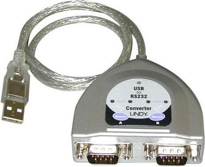 Kabllo Lindy USB-A me 2x RS-232, 0.6 m, e argjendtë (42889)