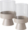 Set shandanësh Boltze Glass Candlestick, bazë metalike, set 2 copë, bezhë