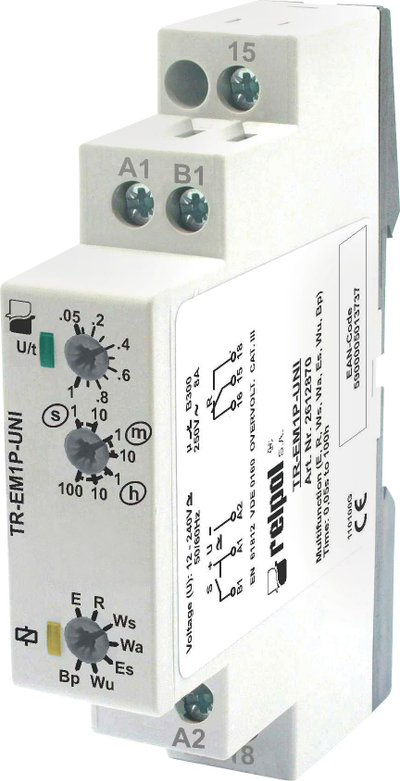 Rele kohore Tracon TR-EM1P-UNI, 1P 8A, 1s-100h, 12-240V AC/DC