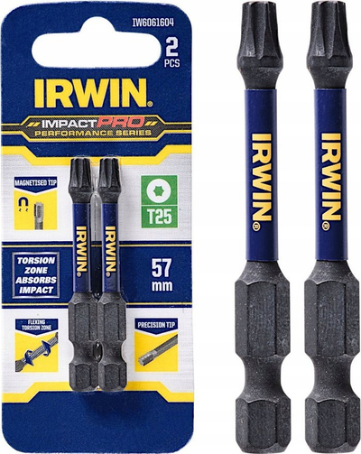 Set bitash kaçavide IRWIN Impact Pro TX25, 57mm, paketë me 2 copë