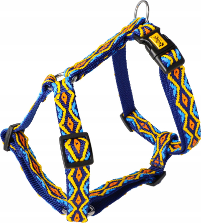 Shkelmë harness për qen DINGO Guard Winnetou Blue, me dy rripa, madhësia L 54-100 cm, blu shumëngjyrësh