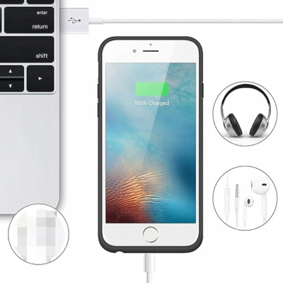 Maskë baterie ALLNET ALL-PB104 për iPhone 6 6S 7 8, power bank i integruar, LED, e zezë