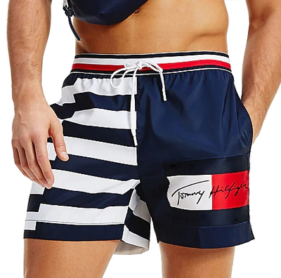 Shortse Tommy Hilfiger Broken Str, të kaltra/bardha, XXL