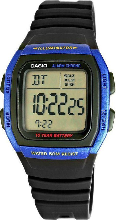 Orë sportive dixhitale Casio W-96H-2AVDF, që s’i ha ujë, me ekran dixhital, e zezë