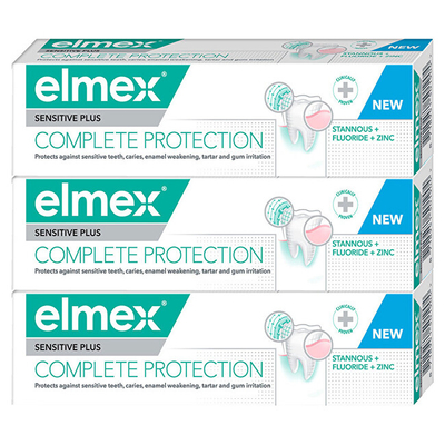 Set pasta dhëmbësh Elmex Sensitive Plus Complete Protection, 3 x 75 ml