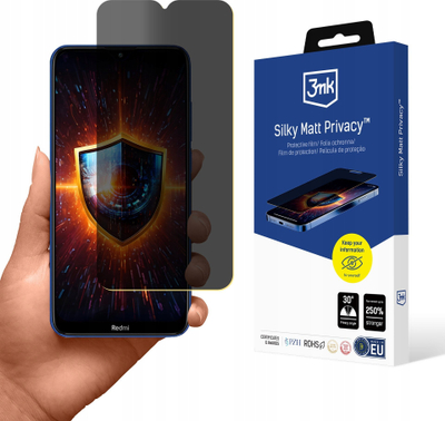 Mbrojtëse ekrani 3MK për Xiaomi Redmi 8 Silky Matt Privacy, filtër privatësie, matte, transparente