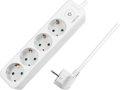 Shirit rryme LogiLink LPS245, 4 priza, 1.5m, i bardhë