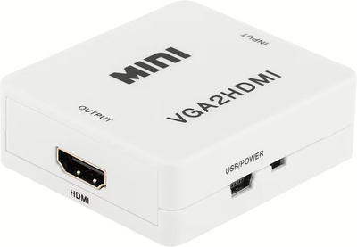 Konvertues video RoGer VGA në HDMI, Full HD 1080p, me audio, i bardhë